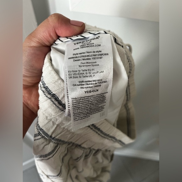 Vero Moda Linen Blend Striped Drawstring Pants Small - Picture 11 of 11